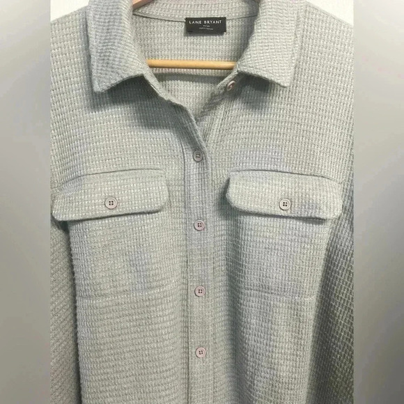 Lane Bryant Relaxed Lumber Jane Button-Down Waffle Knit Shacket Top Sz 14 16 1X - Picture 3 of 9